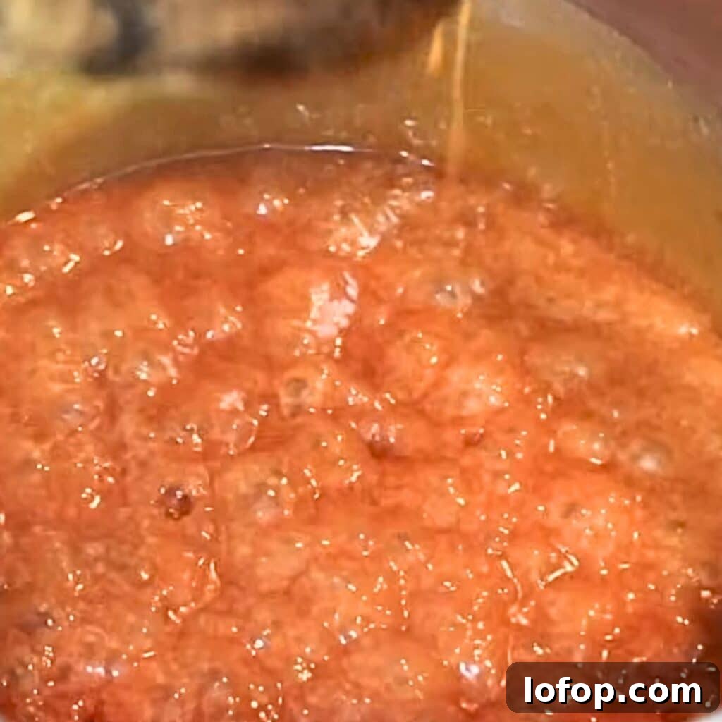 Boiling the caramel again