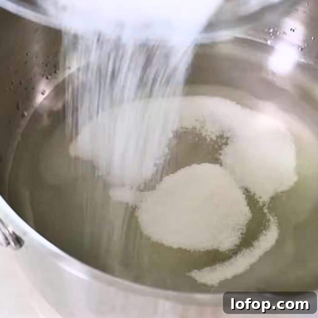 granulated sugar and water in a saucepan