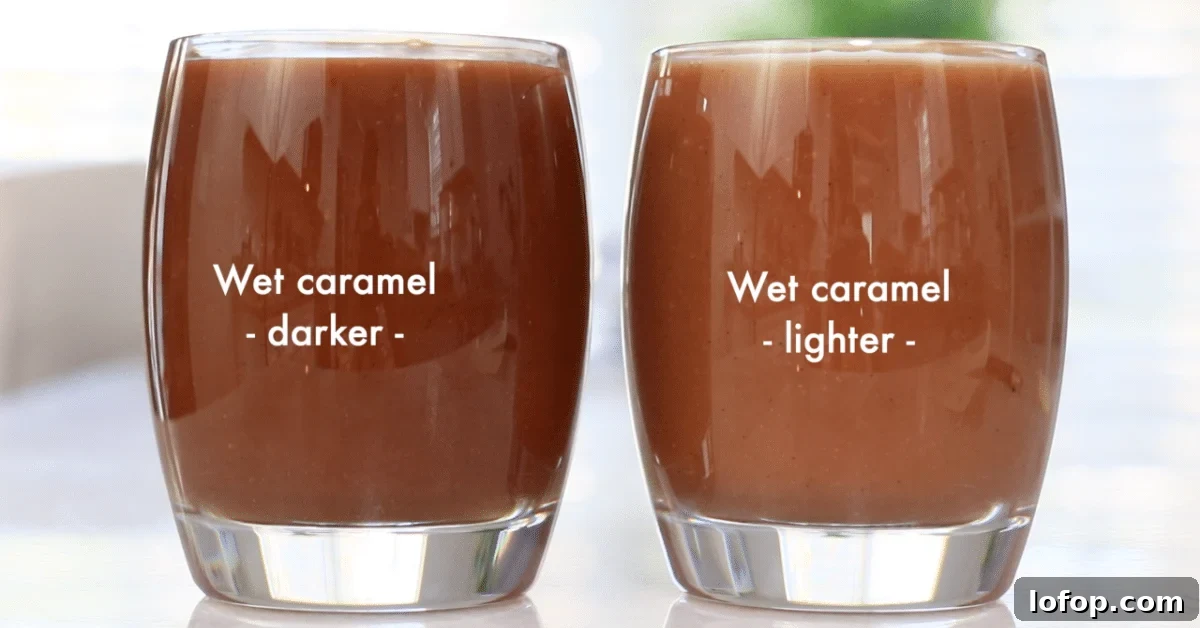 lighter and darker caramel in glasses