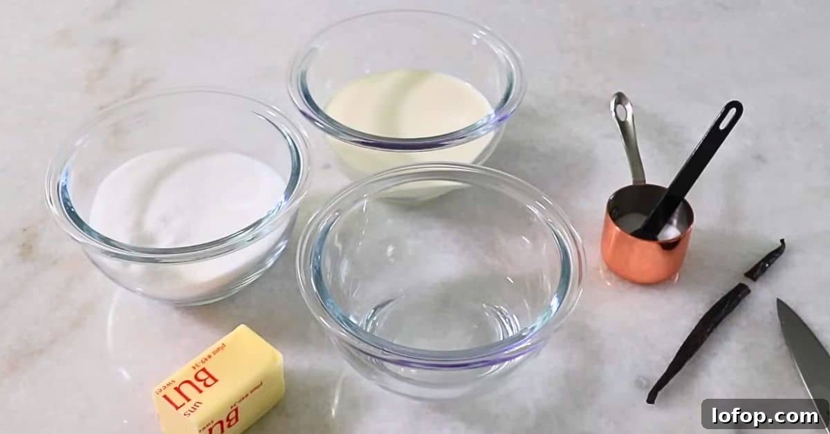 ingredients for making caramel sauce