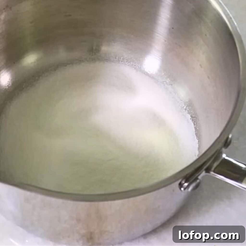 granulated sugar in a saucepan