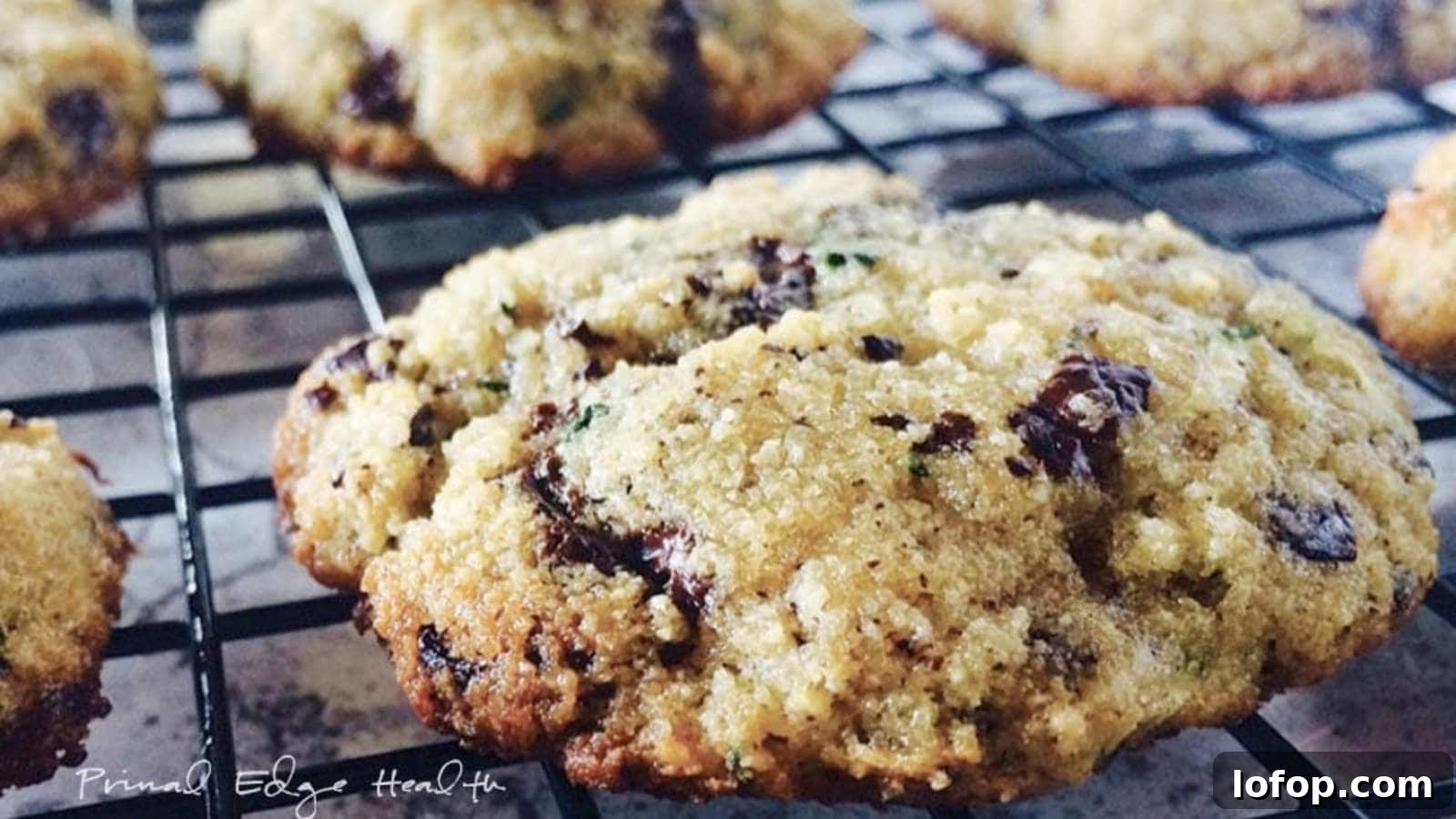 15 Decadent Low-Calorie Desserts That No One Will Suspect Are Light 9 A picture of Keto Chocolate Chip Cookies on cooling rack.