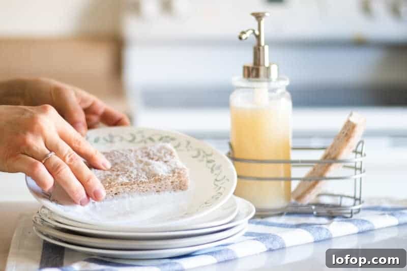 DIY Liquid Dish Soap Recipe for Sparkling Clean Dishes 2 washing white plate with homemade dish soap