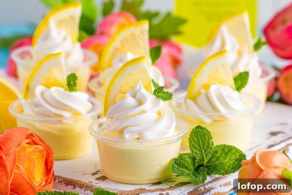 29 Jello Shot Recipes to Kick Off Any Party Night 16 Lemon Pudding Shots with lemon on top.
