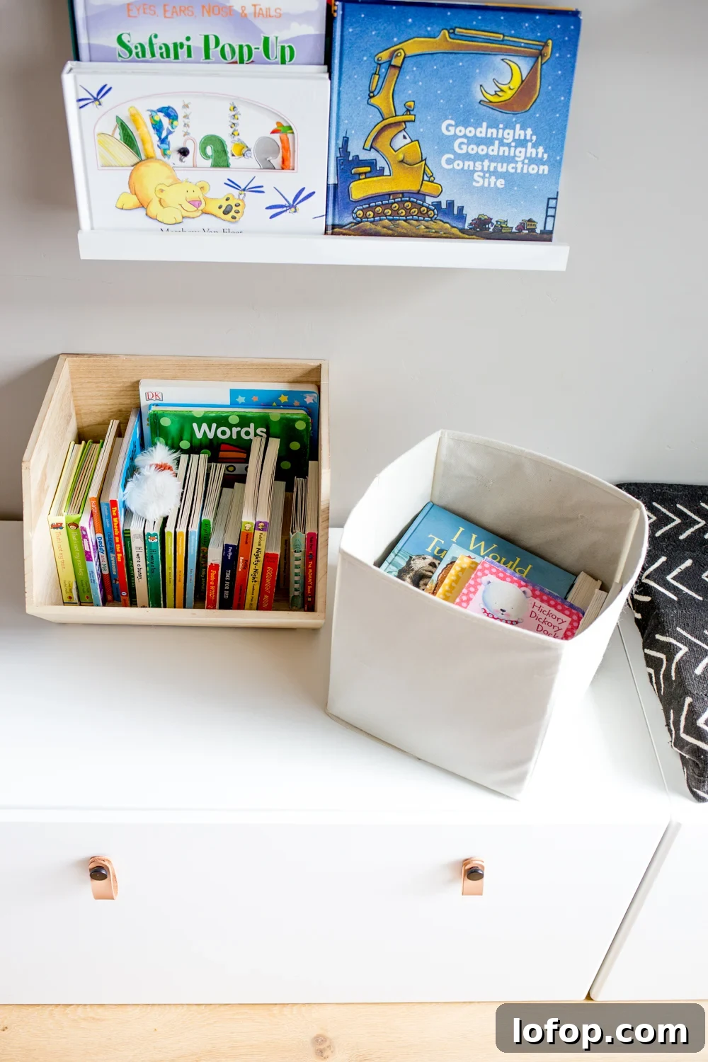 Declutter Your Child’s Bookshelf: Practical Steps That Stick 5 two bins of organized kids books